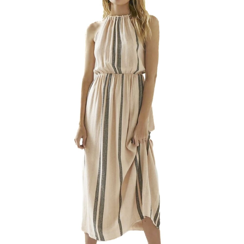 Anthropologie cloth &‎ stone Linen Blend Striped Halter Maxi Size M - NWOT